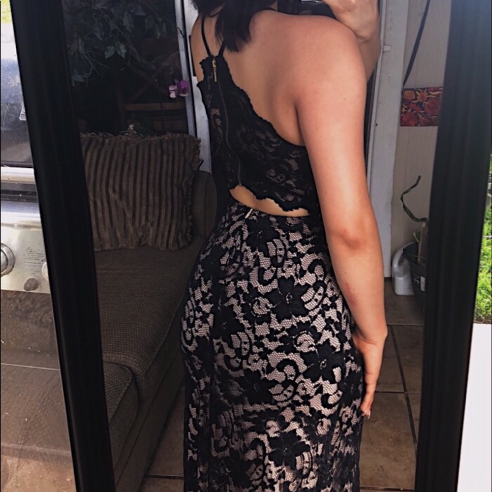 Black lace prom dress